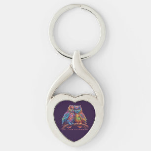 Colorful Owls-Love Birds- Valentines Day Gift- Keychain