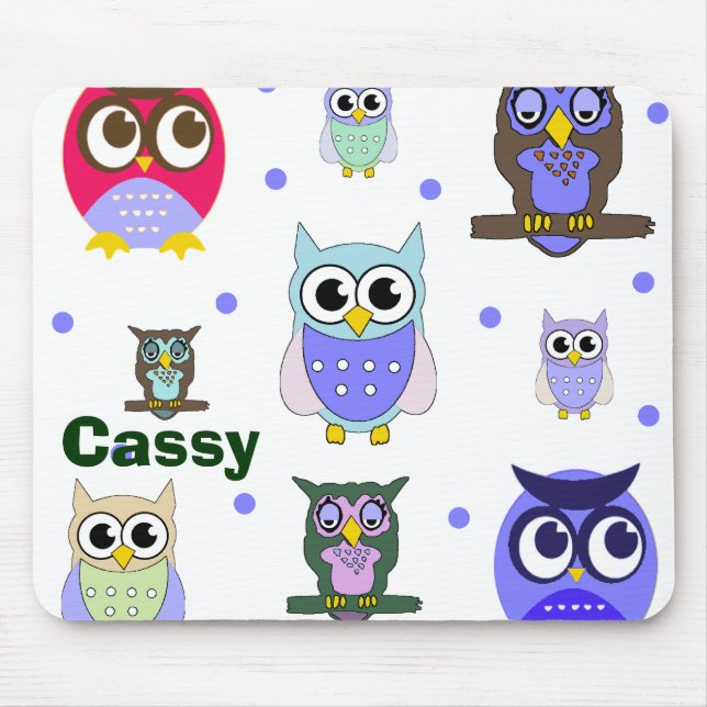 Colorful Owls Mouse Pad (Front)