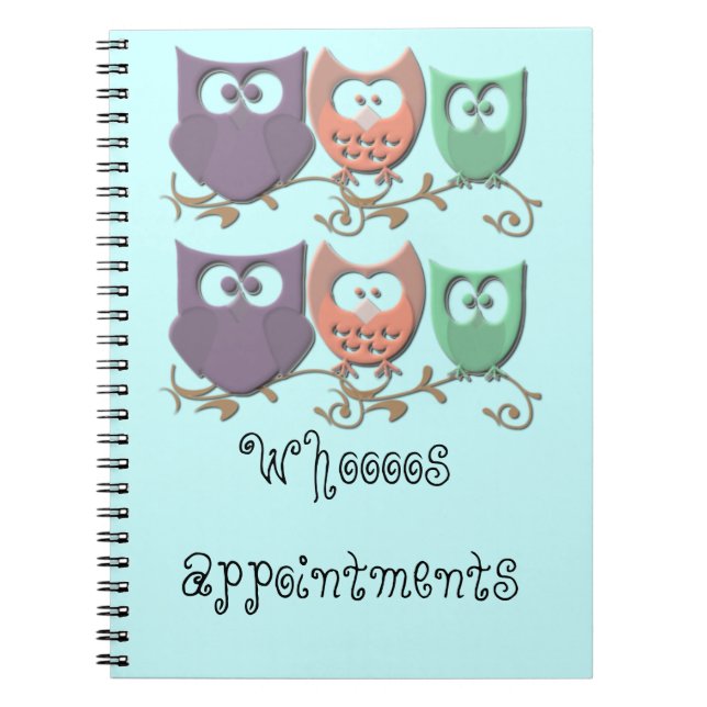 Colorful Owls on a Vine Picture Notebook (Front)