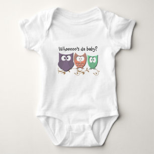 Colorful Owls on a Vine Who's the Baby? Baby Bodysuit