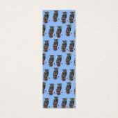 Colorful owls on blue monogram bookmark (Back)