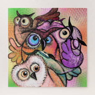 Colorful Owls Puzzle Fun Painting