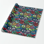 Colorful Owls Reading Cute Seamless Pattern Wrapping Paper