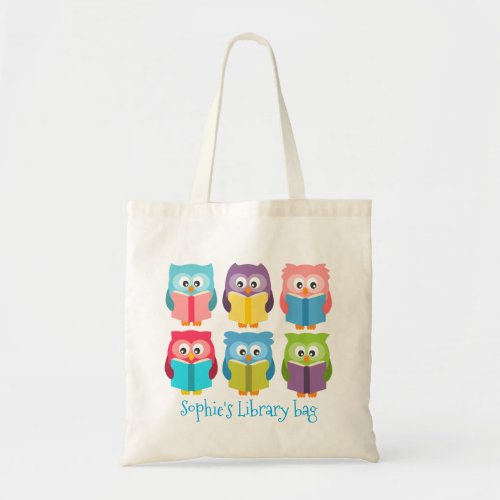 Colorful owls reading kids library Tote Bag
