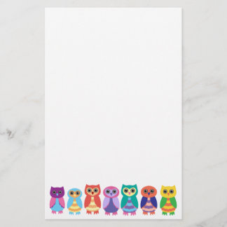 Colorful Owls Stationery