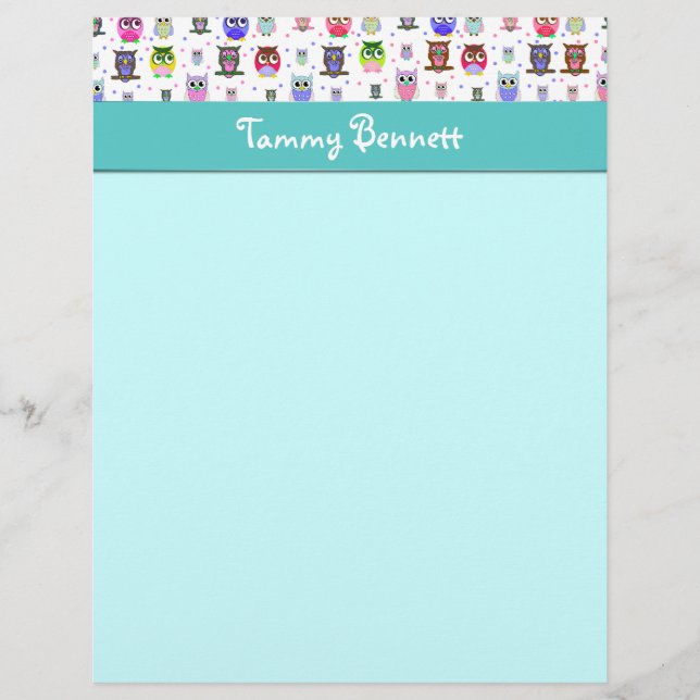 Colorful Owls Stationery (Front)