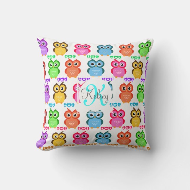Colorful Own Monogram Throw Pillow (Front)