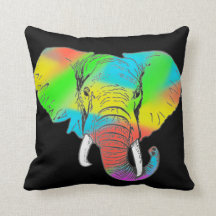 Colorful Pachyderm Reversible Throw Pillow