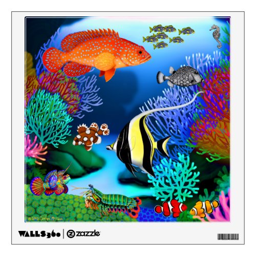 Colorful Pacific Coral Reef Fish Wall Decal
