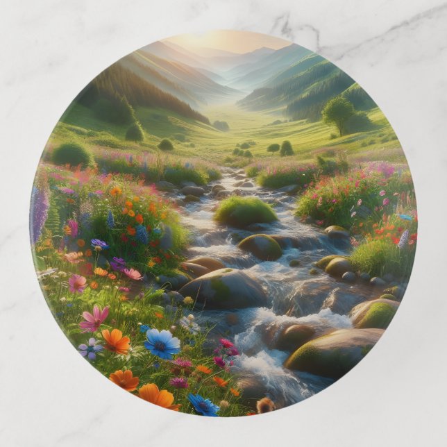 Colorful Pacific Northwest Inspired Meadows Trinket Tray (Front)