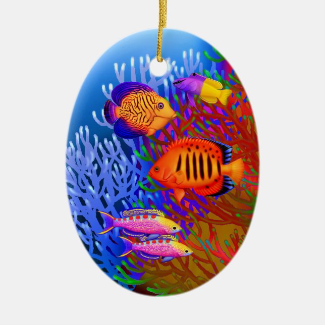 Colorful Pacific Reef Fish Ornament (Front)