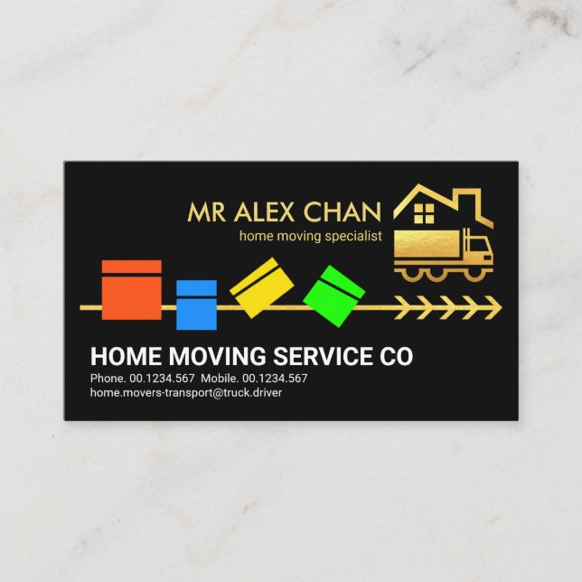 Colorful Packing Boxes Home Moving Business Card (Front)