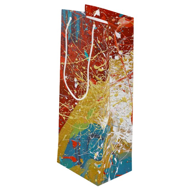 Colorful Paint Abstract Wine Gift Bag (Back Angled)