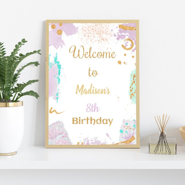 Colorful Paint Birthday Welcome Sign (Paint Birthday Welcome Signs)