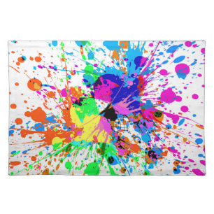 Colorful Paint Blotches and Splats Cloth Placemat
