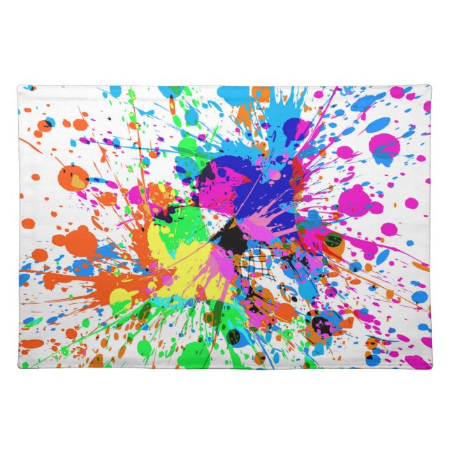 Colorful Paint Blotches and Splats Cloth Placemat (Front)