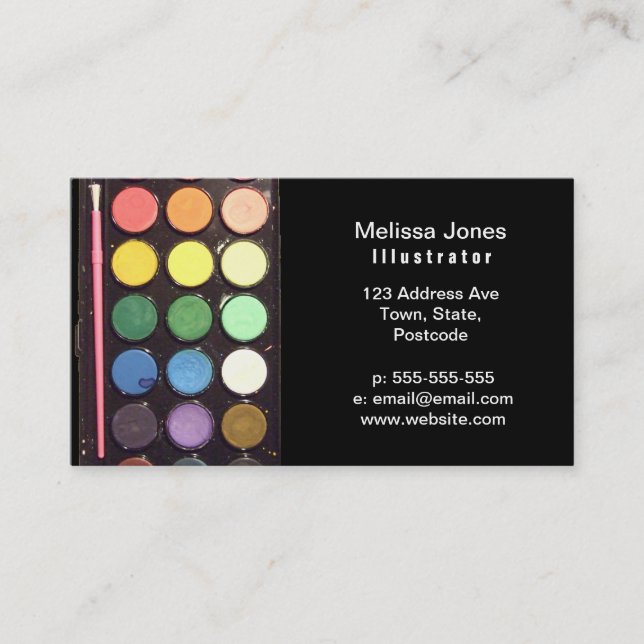 Colorful Paint Box Rainbow Business Card (Front)