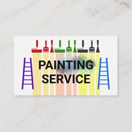 Colorful Paint Brush Scrapper Painting Business Card