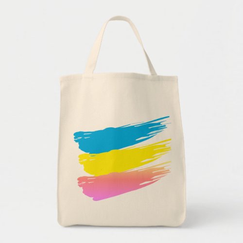 colorful paint brush stroke design tote bag