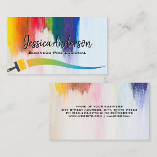 Colorful Paint Brush Strokes Artistic Business Card