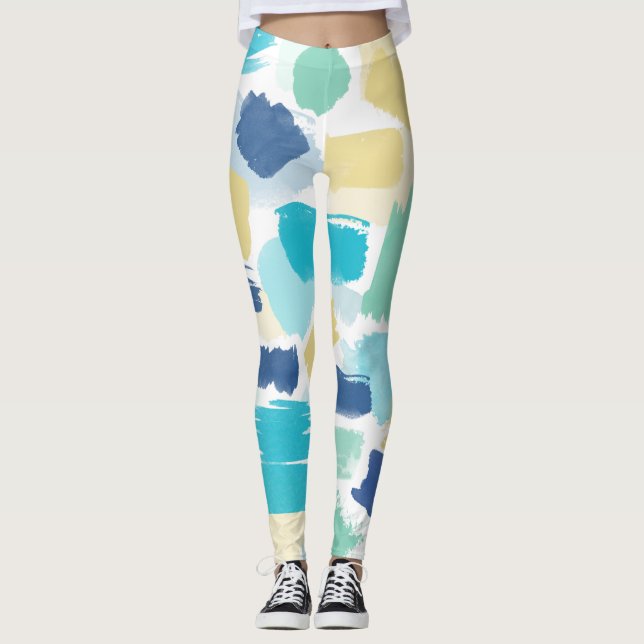 Colorful Paint Brush Strokes Leggings (Front)