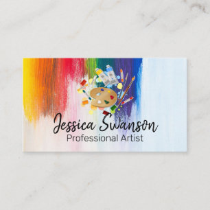 Colorful   Paint Brushed   Modern Artist Business Card