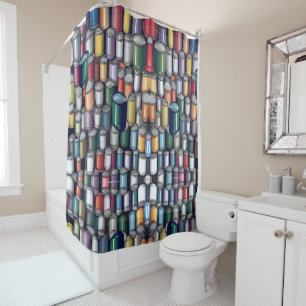 Colorful Paint Can Pattern Shower Curtain