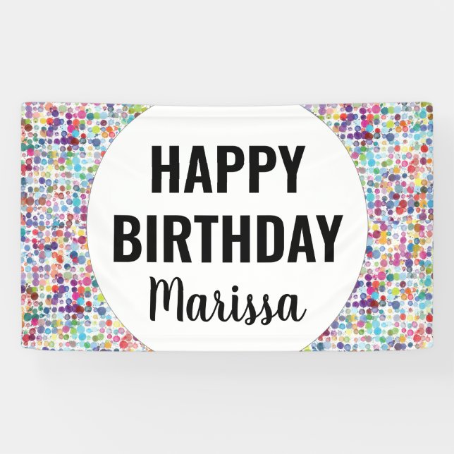 Colorful Paint Dots Custom Birthday Banner (Horizontal)