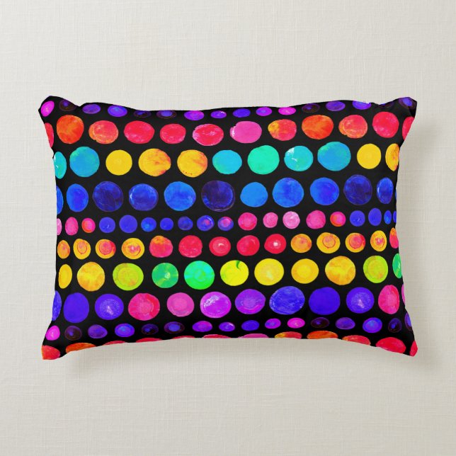 Colorful Paint Dots Pattern Accent Pillow (Front)