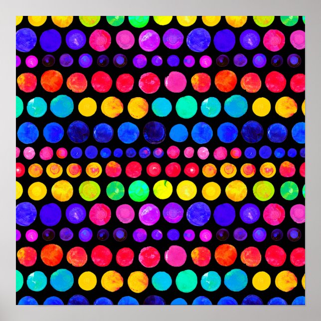 Colorful Paint Dots Pattern Poster (Front)