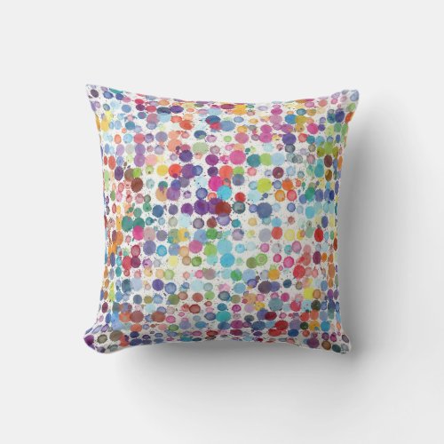 Colorful Paint Dots Splatters Throw Pillow