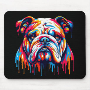 Colorful Paint Drip Bulldog Mouse Pad