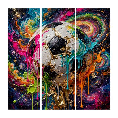 Colorful Paint Drip Football Galaxy Acrylic Art