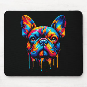 Colorful Paint Drip French Bulldog Mouse Pad