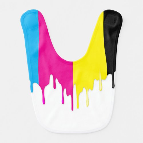 Colorful paint drip on white baby bib