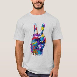 Colorful Paint Drip Peace Sign Graffiti Streetwear T-Shirt