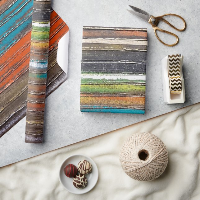 colorful paint on rustic wood wrapping paper (Crafts)