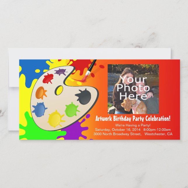 Colorful Paint Palette Art Painting Birthday Party (Front)
