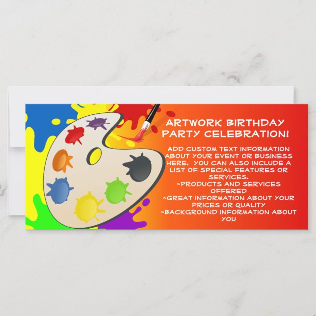 Colorful Paint Palette Art Painting Birthday Party (Front)