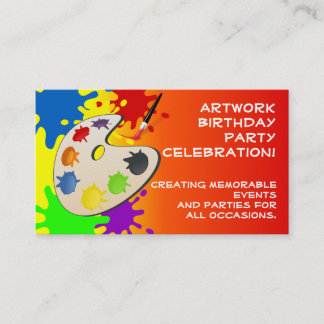 Colorful Paint Palette Art Painting Birthday Party Business Card