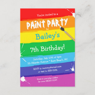 Colorful Paint Party Art Birthday Party Invitation