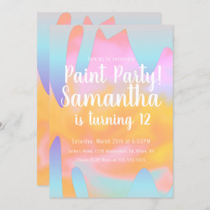 Colorful Paint Party Dripping Rainbow Birthday Invitation
