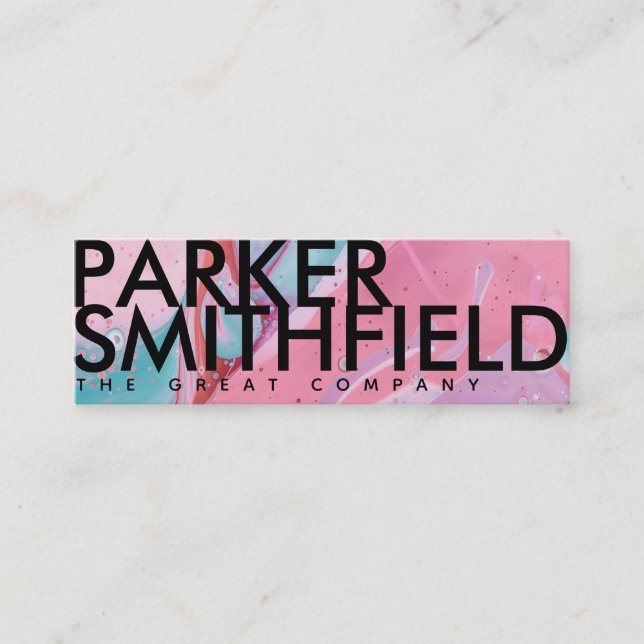 Colorful Paint Pour Mini Business Card (Front)