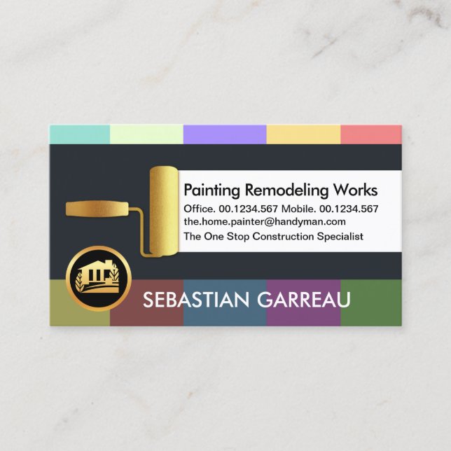 Colorful Paint Shades Painter Business Card (Front)