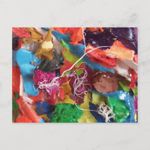 Colorful paint skins mini assemblage postcard