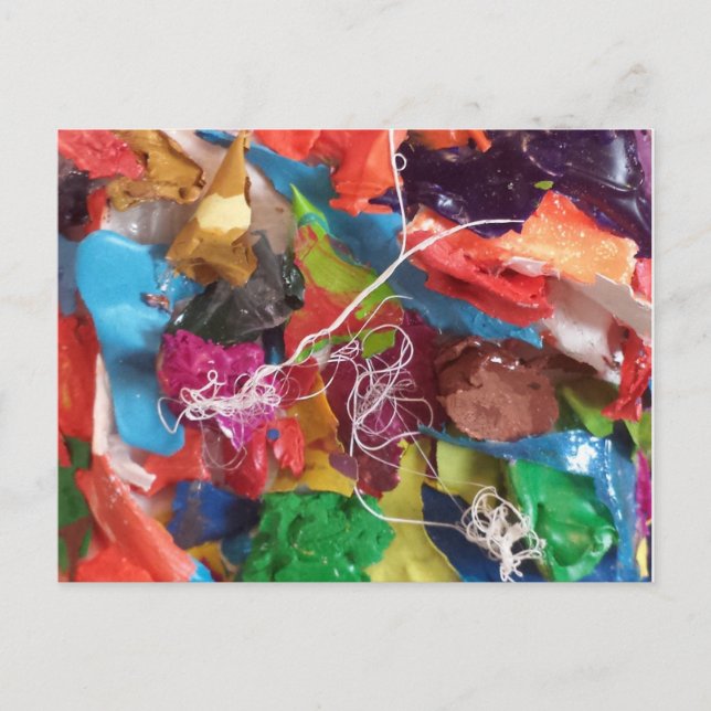 Colorful paint skins mini assemblage postcard (Front)