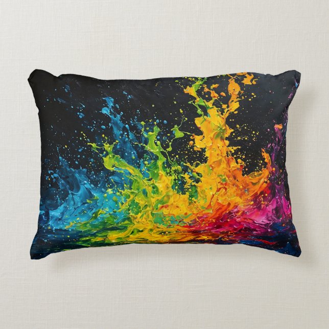 Colorful Paint Splash Accent Pillow (Front)