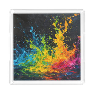Colorful Paint Splash Acrylic Tray