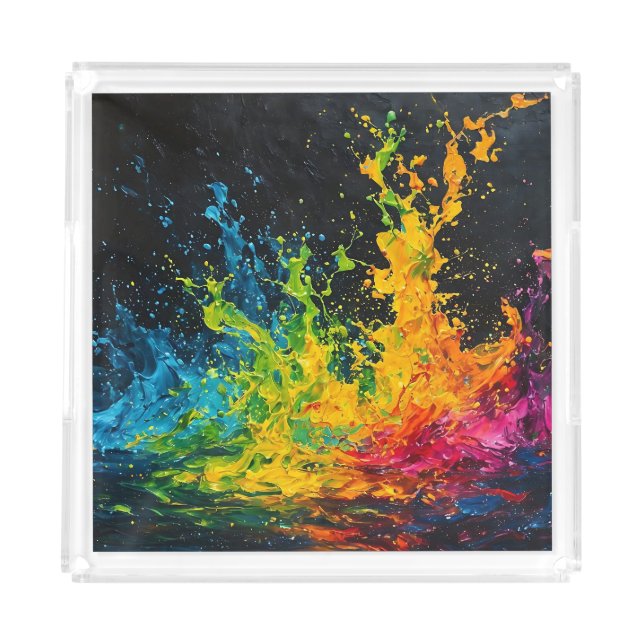 Colorful Paint Splash Acrylic Tray (Front)
