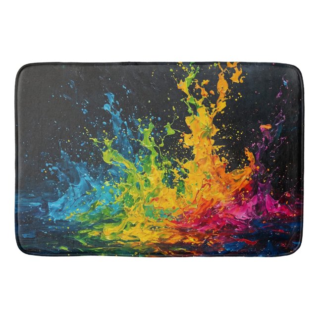 Colorful Paint Splash Bath Mat (Front)
